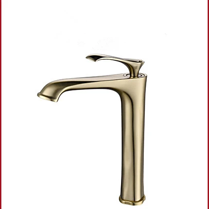Brushed Gold T Смесители для раковины для ванной комнаты, смесители для раковины, матовый золотой однотонный латунный кран для горячей и холодной воды с одной ручкой на бортике, краны для воды для ванной комнаты - Цвет: Brushed Gold T