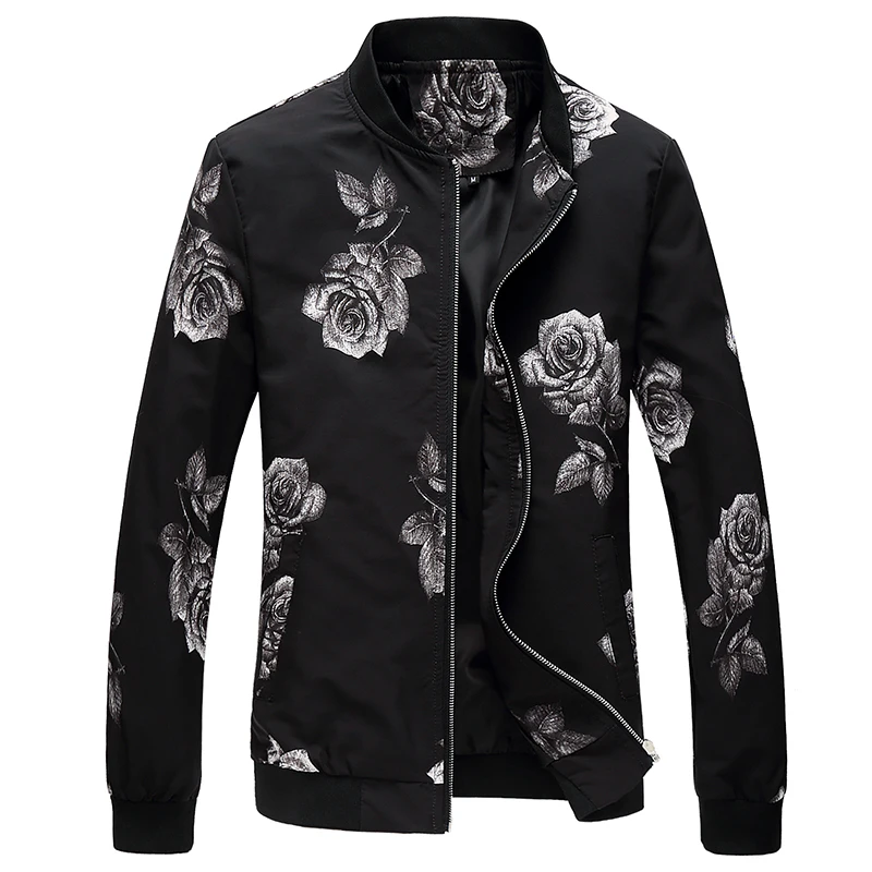 

2020 spring new digital printing men's jacket, large size Standing collar cardigan jacket, personality slim wild youth thin coat