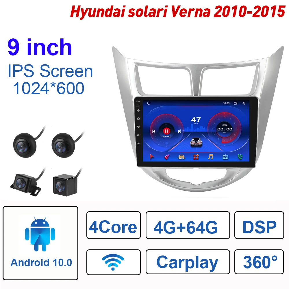 Мультимедийная магнитола T5 + 360 для Hyundai Verna мультимедийная стерео-система на Android