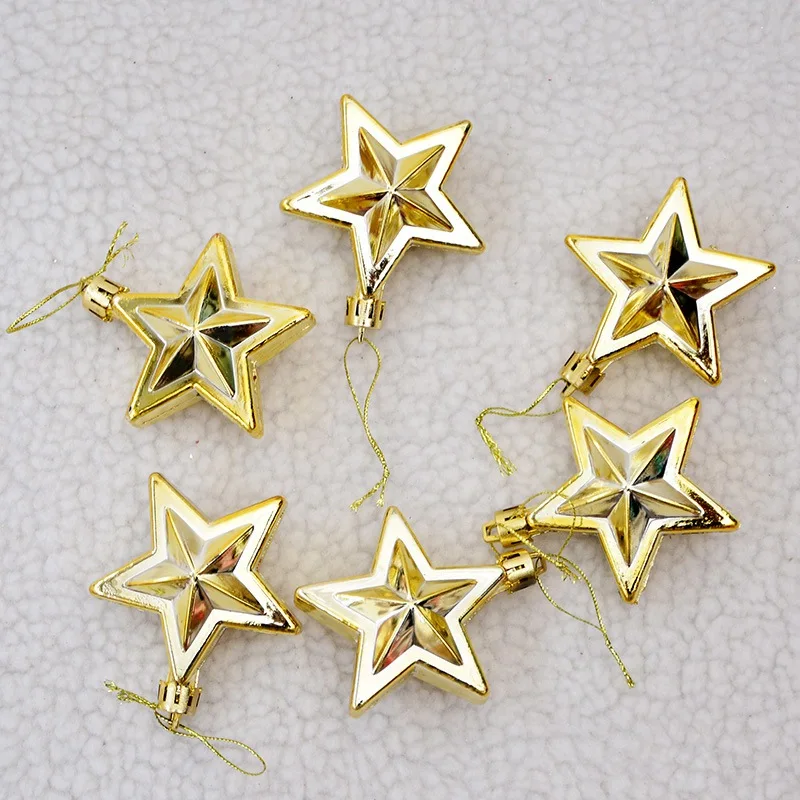 6 шт. в форме звезды дерево пластиковые Baubles висячие украшения Дерево Рождественское украшение кулон Новогоднее приспособления для декора вечеринки