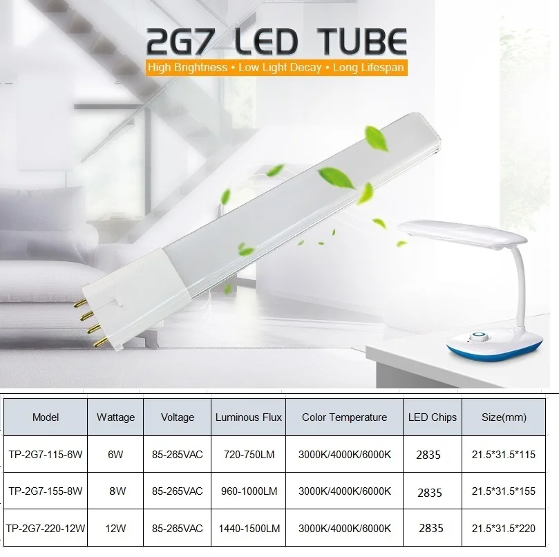 ZEFS--ESD LED Light Lamp 2g7 Led Light Led Pl 2g7 4pin 8W Led Light 8W Brightness 2G7 Plug Led Bulb 8w Replace CFL Light AC85-265V Light Bulb for Outdoor Indoor Garage Warehouse Factory ZEFS--ESD LED Light Lamp 2g7 Led Light Led Pl 2g7 4pin 8W Led Light 8W Brightness 2G7 Plug Led Bulb 8w Replace CFL Light AC85-265V Light Bulb for Outdoor Indoor Garage Warehouse Factory