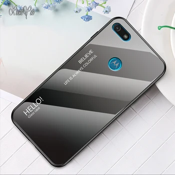 

XUANYAO Phone Cases For Moto E6 Play Case Glass Back Cover Coque For Motorola E6 Play Cover Case Silicone Soft Edge Silicon Case