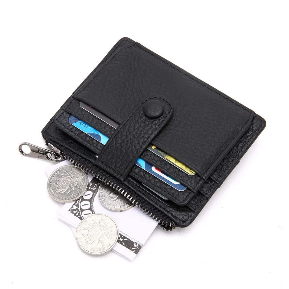 High Quality New Exquisite Slim Women Coin Purse Men Card Holder Zipper Hasp Top Layer Cowhide Leather Small Cash Bag Wallet | Багаж и
