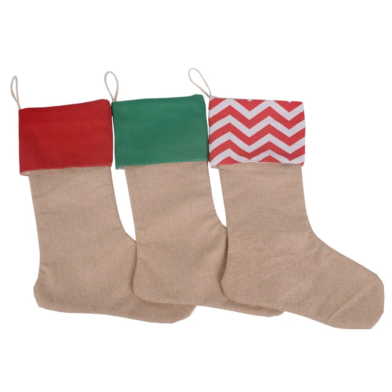 

1pc Christmas Sock Gift Bag Stocking Drawstring Bag Tree Decoration Socks Canvas Santa Stocking