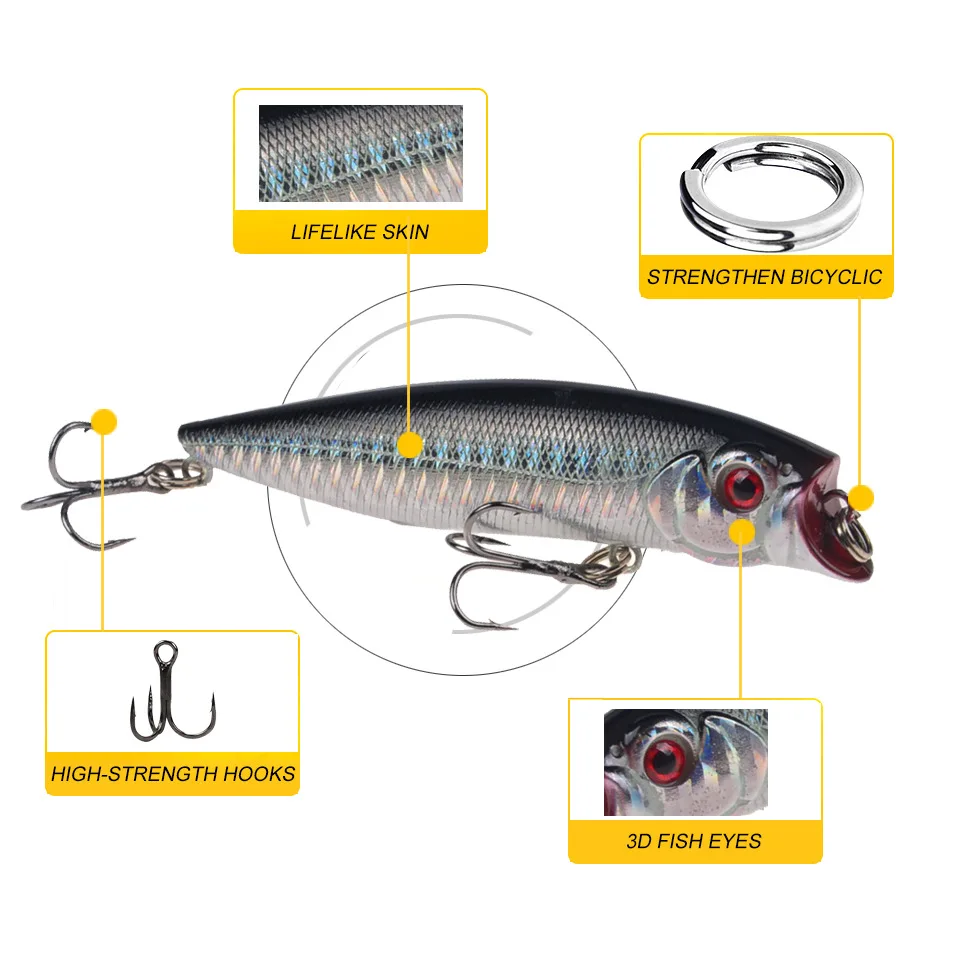 Whopper Plopper 9cm 11.5g TopWater Popper Fishing Lure Hard Bait Wobblers  Rotating Soft Tail Fishing Tackle