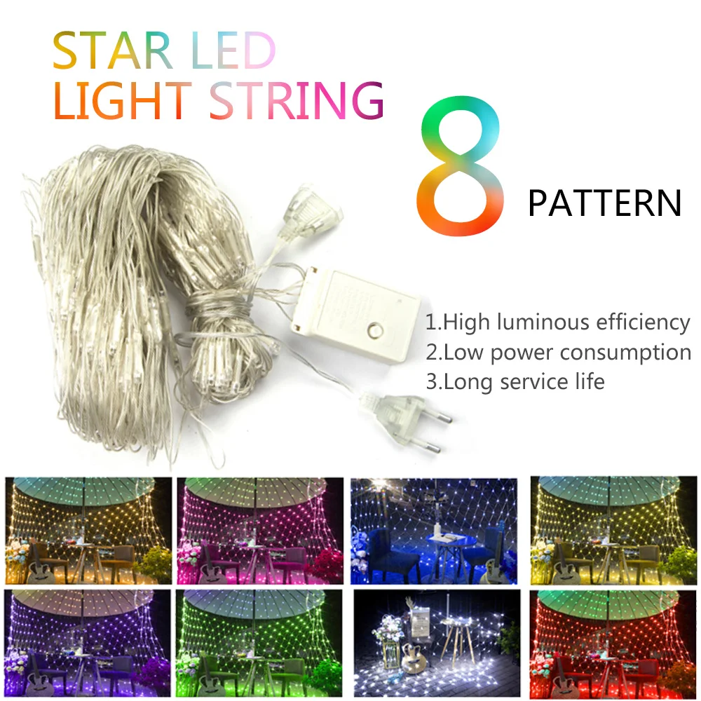 

Christmas Fairy Led String Garland Decorative 2*2 Meters Outdoor Light Chain Waterproof Home Garden Holiday Decoration