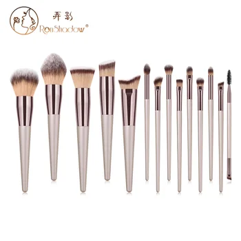 

14 PCs Makeup Brush Set Champagne Gold Powder Brush Eyeshadow Brush Makeup Tool ronshadow/Nong Ying
