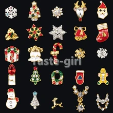 

20PCS Christmas glitter nail art decorations rhinestones charm nail gems jewelry fake nails accessories manicure supplies tools