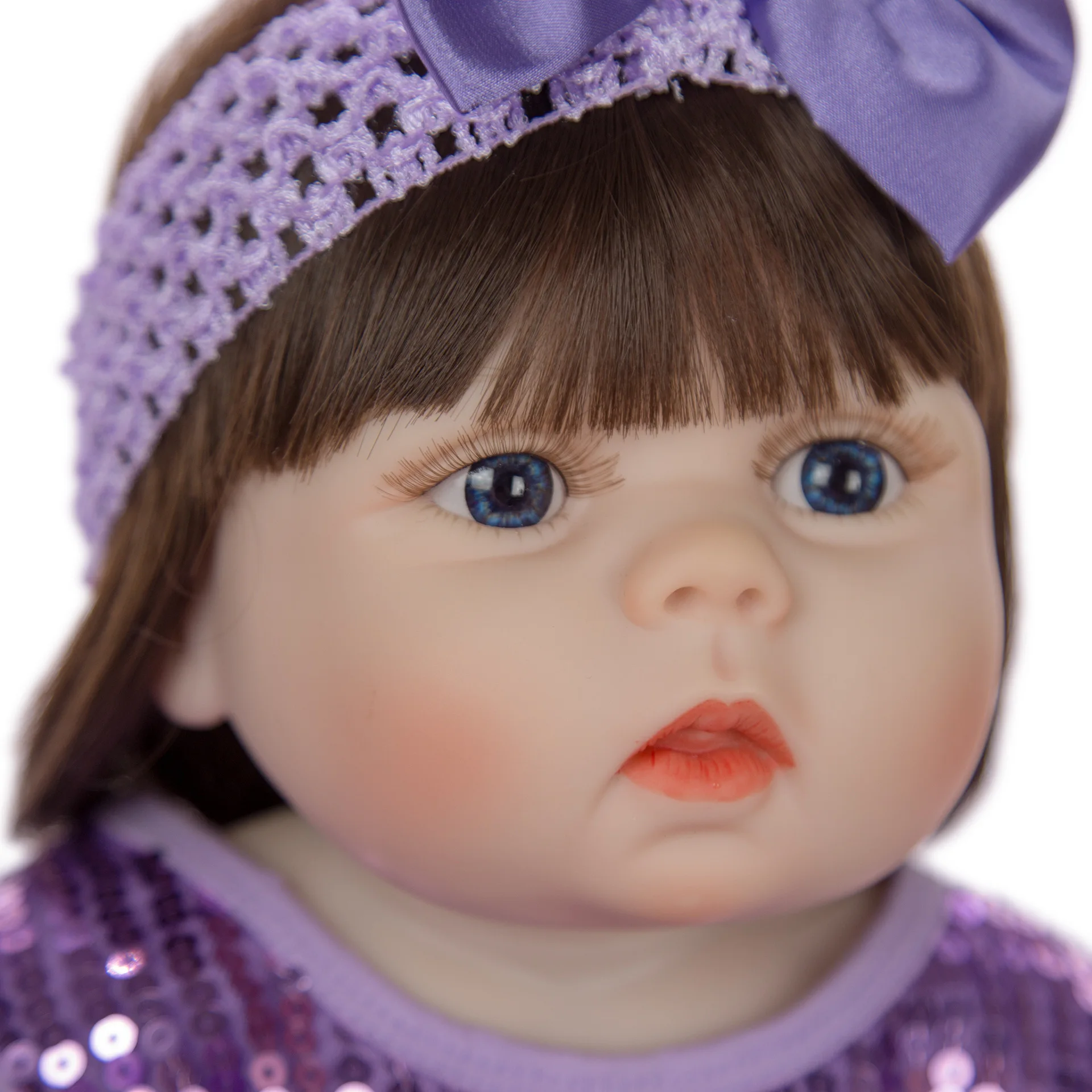 2" 55 см Reborn Baby Dolls виниловая силиконовая кожа в блестящем фиолетовом платье Реалистичная живая игрушка для новорожденного малыша мальчик девочка перед сном забавная игрушка