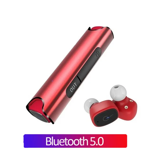 Красный Bluetooth 5,0 TWS наушники мини Беспроводные водонепроницаемые спортивные наушники стерео Музыкальная гарнитура с зарядным устройством power bank - Цвет: Красный