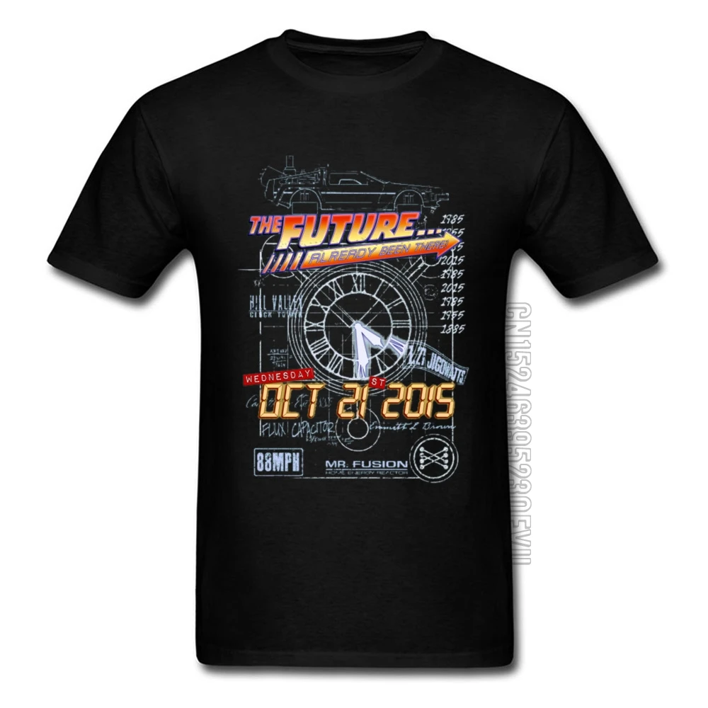Back to The Future Camiseta Hombre Time Travel Delorean algodón Negro 