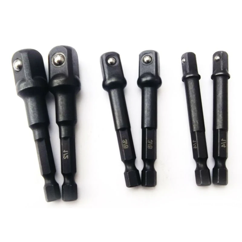 

6 Pieces Set 1/4" 3/8 Inch 1/2 Inches Drill Socket Drive Silver Gray Adaptor Socket Kit Adapter Drill Bits
