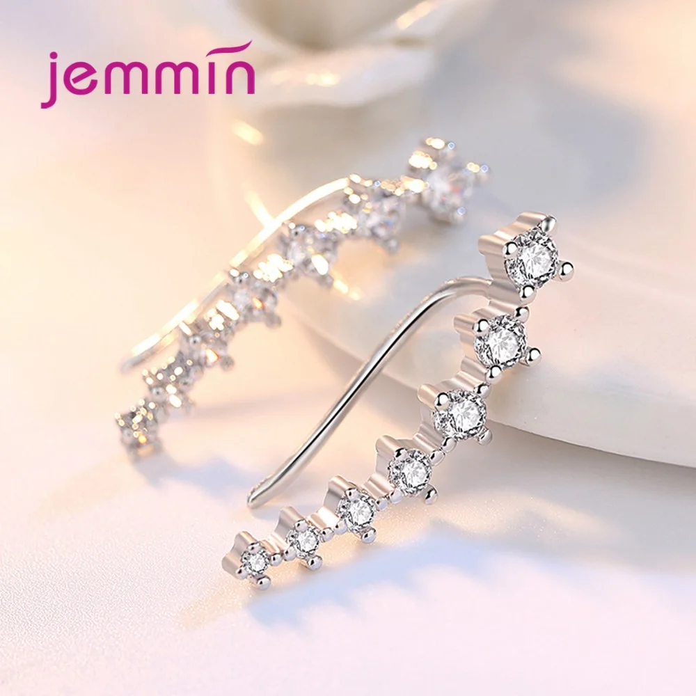Fashion Female 925 Sterling Silver Brand Jewelry Four Claws Seven Stars Clip Earrings Female Cute Jewelry With Luxury CZ