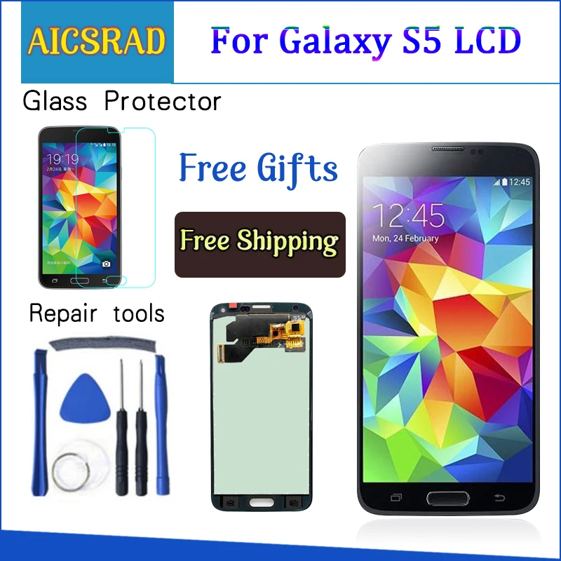 

100% Test Lcd for Samsung Galaxy 4G S5 i9600 G900 G900M G900F Lcd Display Touch Screen Digitizer Assembly (not compatible G900H)