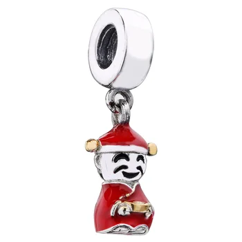 

925 Sterling Silver Charm Red Enamel Chinese god of prosperity Fortune and Luck Pendant Beads Fit Pandora Bracelet Diy Jewelry