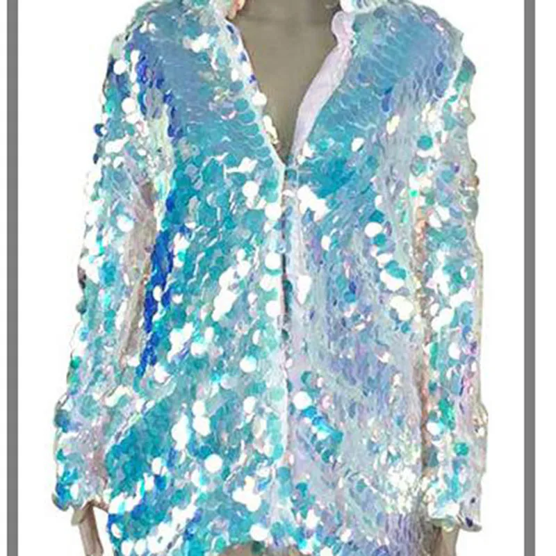 as picture Новая женская большая с блестками световое украшение для рейва вверх светодиодный толстовки куртка на день рождения верхняя одежда модная куртка - Цвет: as picture