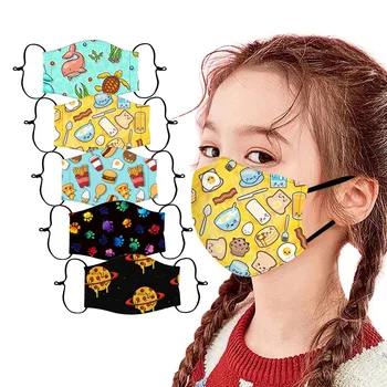 

5PCs Children's Adjustable Windproof Reusable Printed Mask mondmasker wasbaar lavable cover Gezichtsmasker