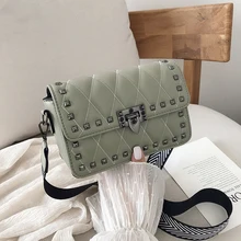 Сумки для женщин Высококачественная сумка через плечо с цепочкой женская маленькая сумка-мессенджер с заклепками брендовая винтажная женская кожаная сумка на плечо