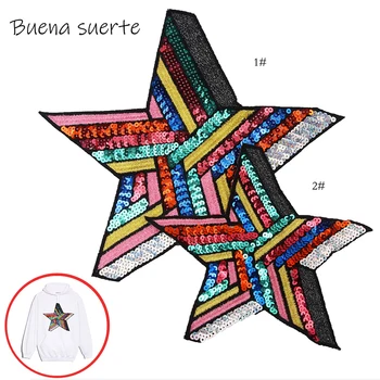 

NEW Five-pointed Star Colorful Sequins Patch for Clothing Embroidered Sewing Applique Cute Sew on Fabric DIY Apparel Accessories