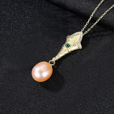 Purple pearl MeiBaPJ Real Freshwater Pearl Long Drop Pendant Necklace 925 Solid Silver Fine Party Jewelry for Women - Gem Color: Purple pearl