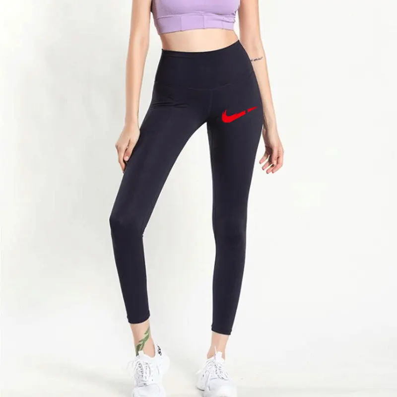 Tanie Miękkie Naked Feel Athletic Fitness drukowane spodnie do ćwiczeń legginsy damskie rozciągliwe wysokiej talii siłownia sportowe rajstopy spodnie jogi kobiet