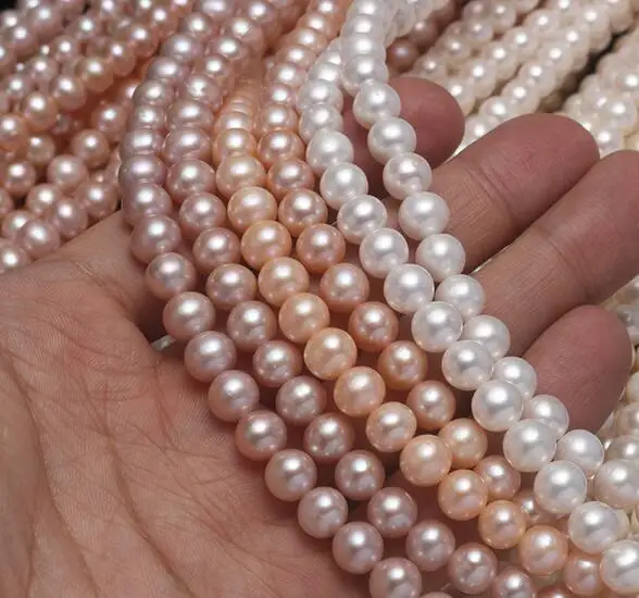 Jewelry DIY Round AA Reborn Edsion White Freshwater Pearl Beads Strand 15" 7-8mm 