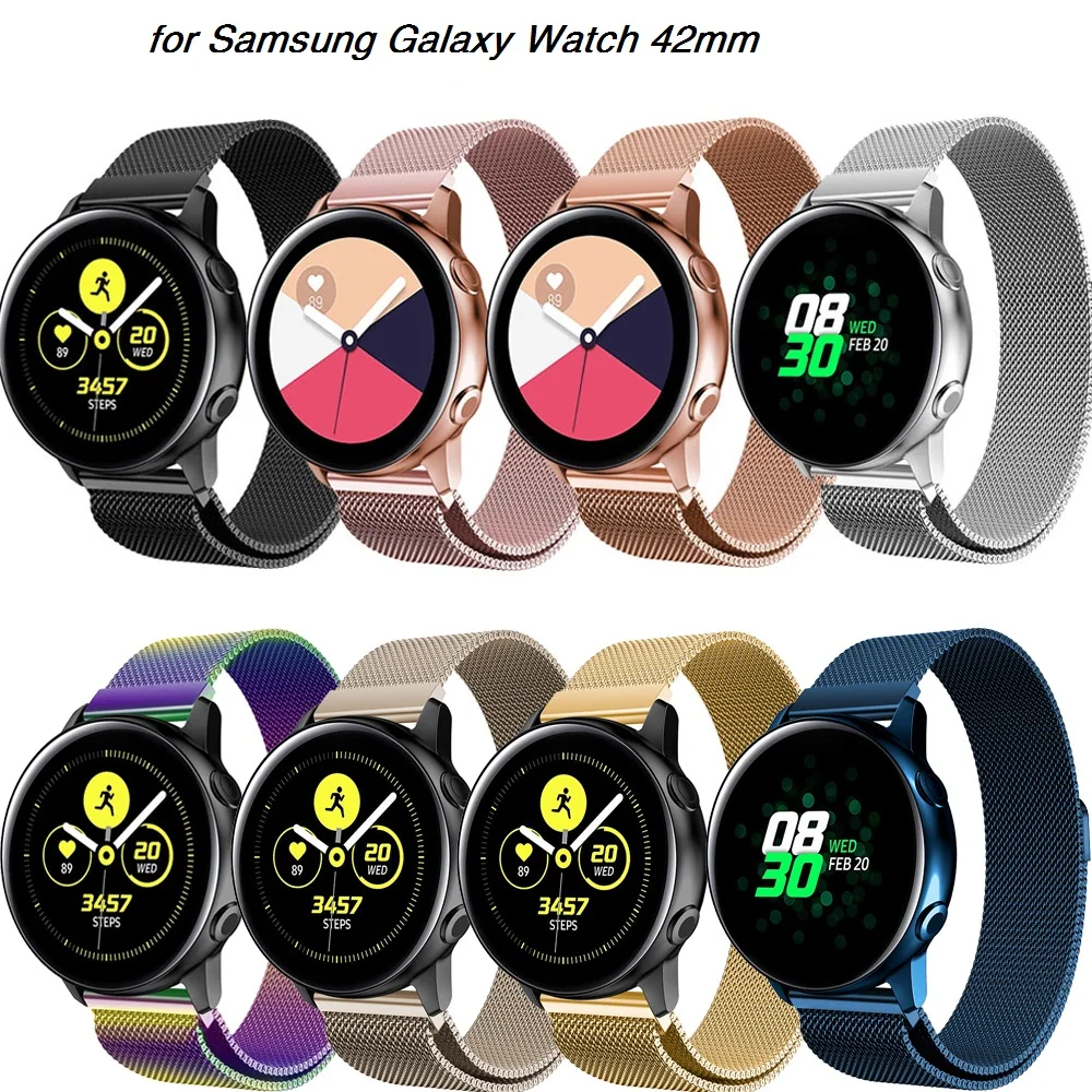 20 мм Миланская Петля из нержавеющей стали ремешок для samsung Galaxy Watch 42 мм часы браслет для samsung Galaxy Активный металлический браслет