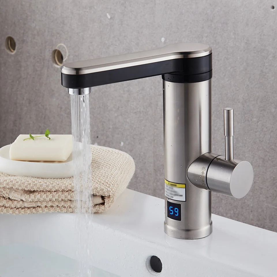 

Electric Tankless Heater Faucet Instant Heater Tap Stainless Steel Faucet Bathroom Basin Taps Bathroom Electric Faucet
