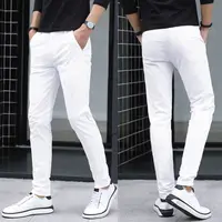 Men's Pure White Pants Slim Fit Business Pants for Men Suit Pants Ankle Length Summer Autumn Formal Leisure Suit Trousers  L79 1