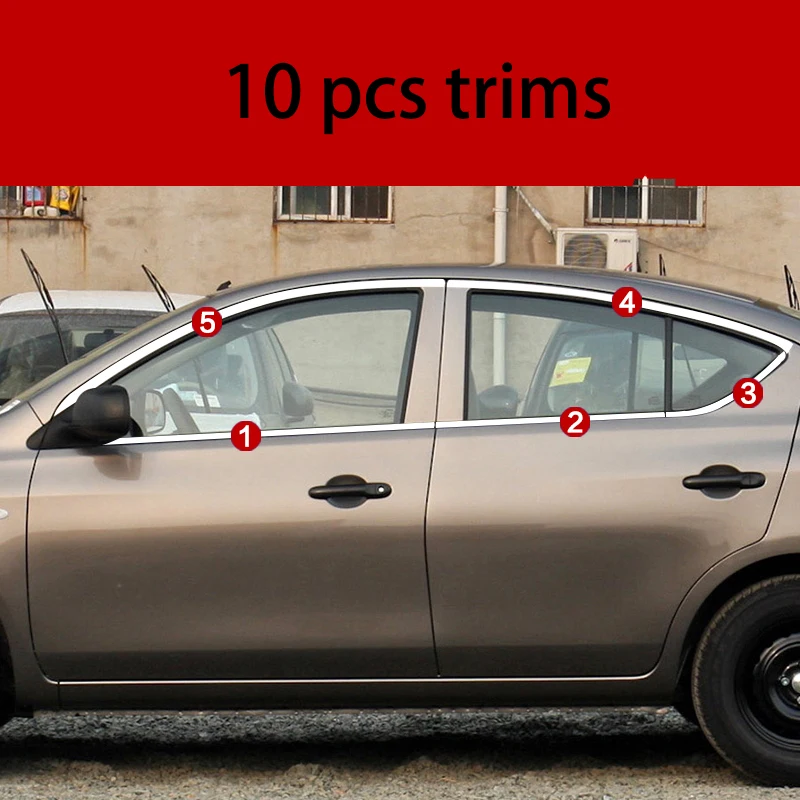 Нержавеющая сталь окна автомобиля планки для nissan sunny 2011 2012 2013 N17 - Цвет: 10 pcs trims