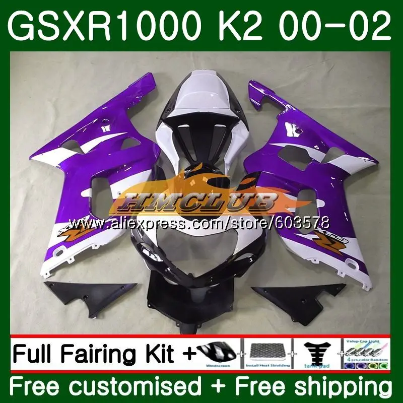 Корпус для SUZUKI GSXR-1000 GSXR 1000 GSXR1000 00 01 02 пурпурный белый 9CL. 130 GSX-R1000 00 02 K2 GSX R1000 2000 2001 2002 обтекатель