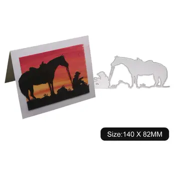 

Owner and Horse Metal Cutting Dies Stencil DIY Scrapbooking Album Stamp Paper Card Embossing Decor Craft