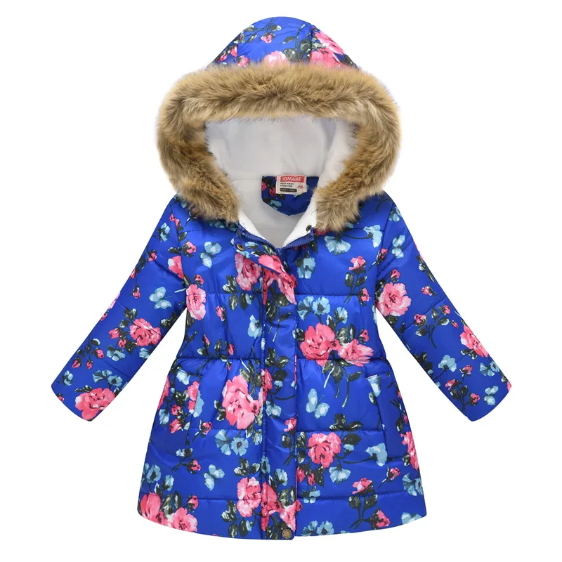 Утепленные зимние куртки для девочек; модная верхняя одежда с капюшоном и принтом для детей; теплые бархатные пальто для девочек; Рождественский подарок