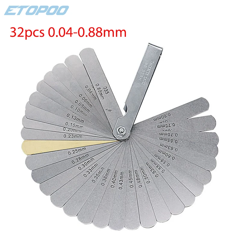 Feeler gauge 16 Blades Curved Feeler Gauge 0.127 to 0.508mm 32 Blades Feeler Gauge Stainless Steel Metric Imperial 0.04-0.88mm