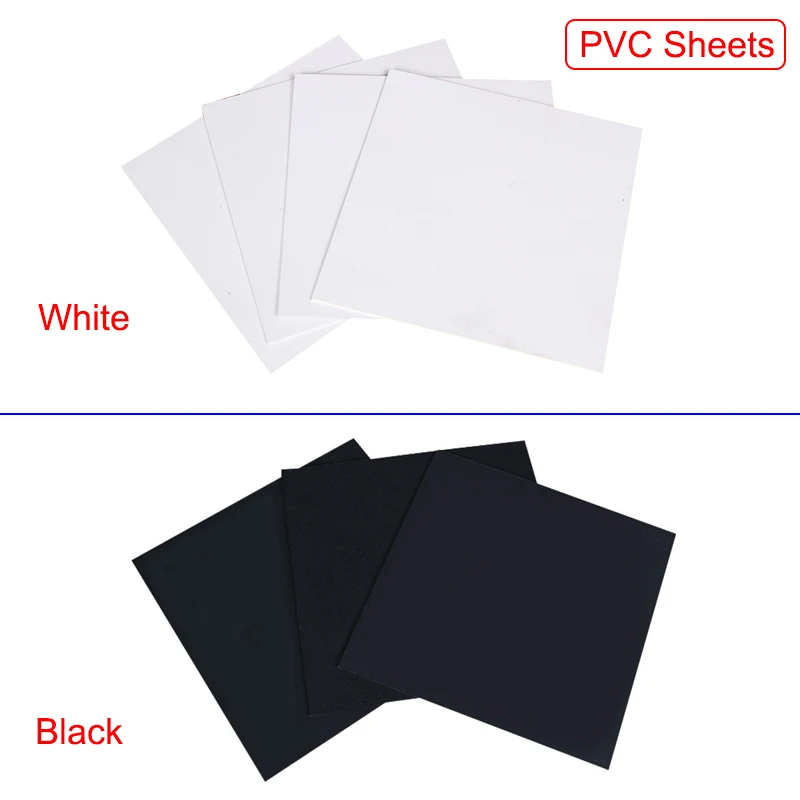 PVC Boards Plastic Sheets Polyvinyl Chloride Plates White/Black Thick 0.2/0.3/0.4/0.5/0.8/1mm