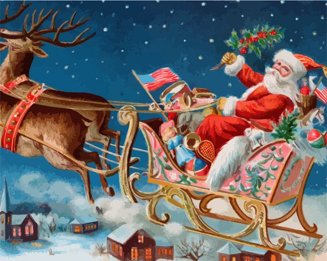 HUACAN картины по номерам Рождественская ручная краска ed наборы Рисование краски холст масляная краска ing Санта Клаус домашний декор - Цвет: SZHC2332