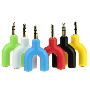 

Colorful 3.5mm Earphone Adapter Double Jack Adapter Plug Stereo Headphone Splitter For PC/MP3 Smartphone Player Audio Cables