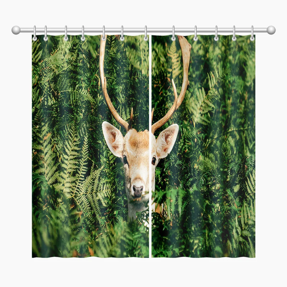 

animal deer design fabric cartoon blackout curtains printed curtain for kids room boys bedroom ultra-thin micro ShadingCurtain