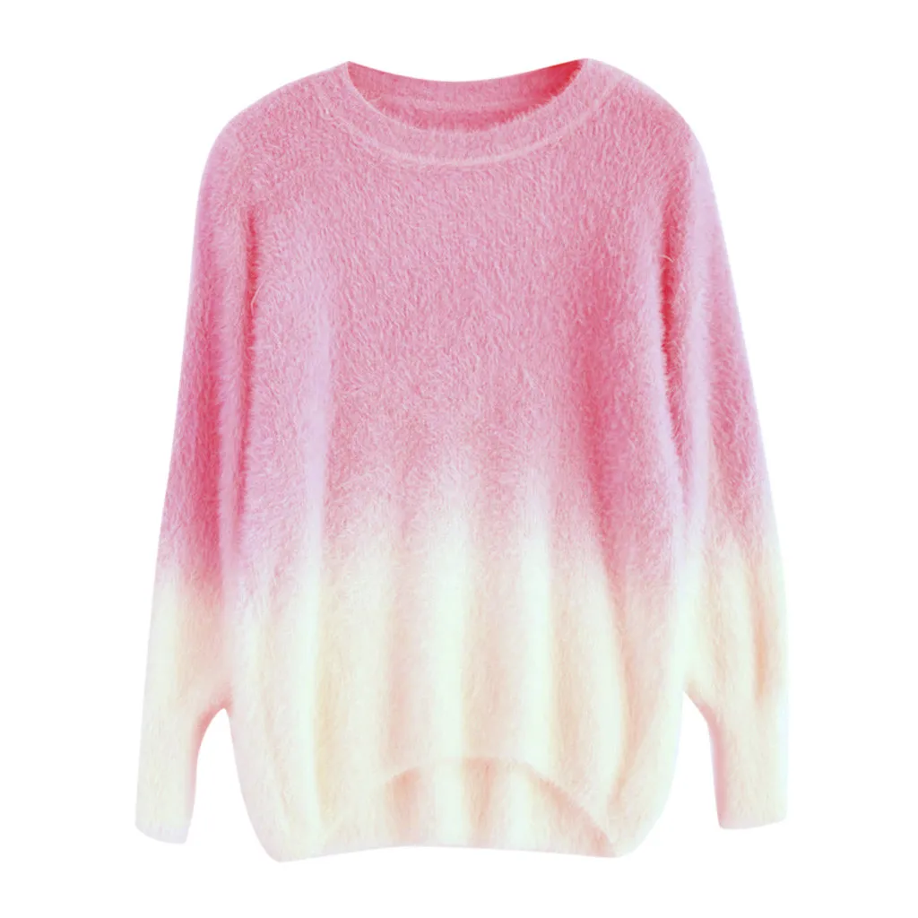 

Jaycosin Women Fashion Casual Round-Neck Gradient Sweater Elegant Chic Stylish Comfortable Soft V-Neck Tops Blouse