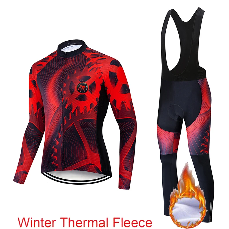 Мужской зимний термо велосипедный комплект одежды teleyi с длинными рукавами для велоспорта Ropa Ciclismo мотобайк; велорубашка велосипедная одежда - Цвет: cycling set 5