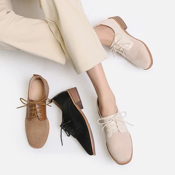 

Women Winter Oxfords Women Wingtip laces Flats Square Toe Lady Brogue Shoes Handmade shoes Steinmeier