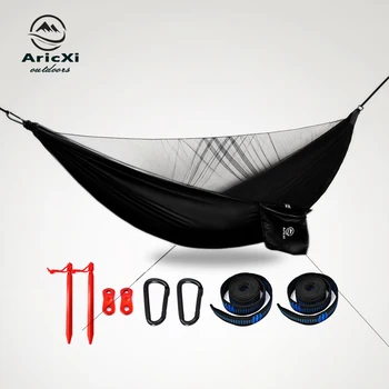 Aricxi Hammock Portable Camping Hammock Folding Backyard Parachute Rope Hammock Garden Tree Hammock with Mosquito Net 1
