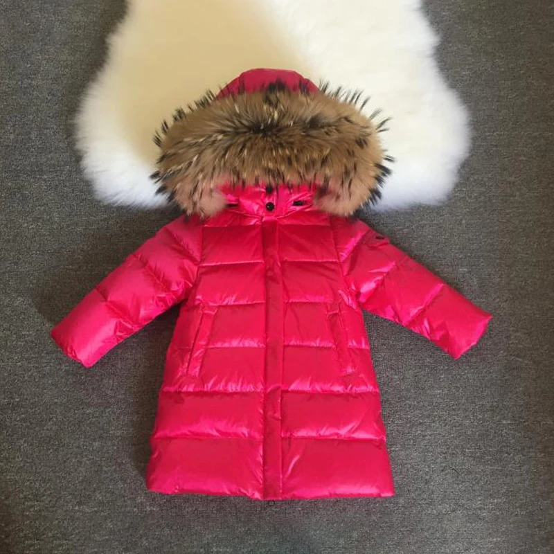 

2020 Long Winter Coat Kids Fur Hooded Baby Girls Jacets Down Warm Boys Outerwear Thick Windproof Children Snow Clothes Parkas