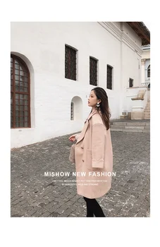 

Mishow 2019 autumn and winter woolen coat female Mid-Long New Korean temperament women's popular Outerwear woolen coat MX18D9662