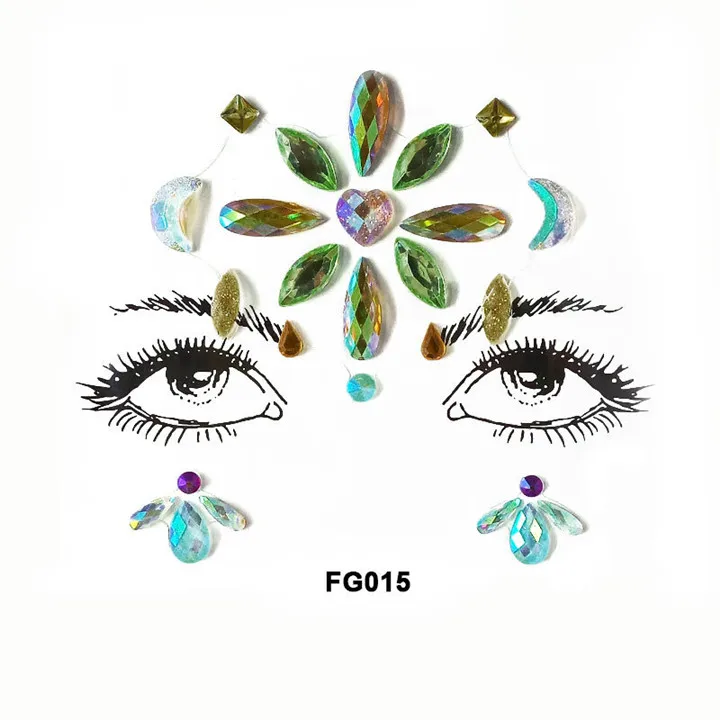 3  Colorful Crystal Face Stickers For Women  Masquerade Jewelry Party Decor Acrylic Rhinestone Eyebrow Eye DIY Face Sticker