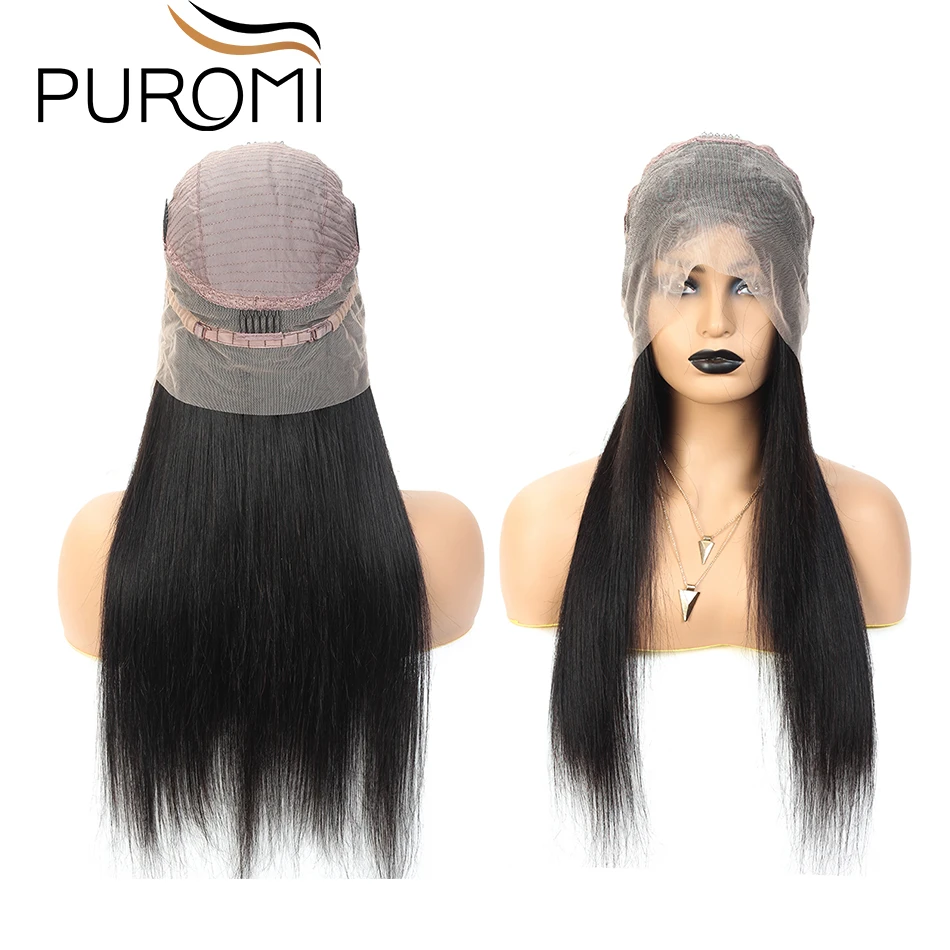 Puromi 130% плотность прямые кружевные фронтальные человеческие волосы парики для черных женщин волосы remy перуанский парик на кружевной основе 360 кружевных фронтальных париков