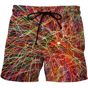 

New European and American Men's Quick Dry Shore Shorts 3D Creative Side Pocket Printed Leisure Shorts
