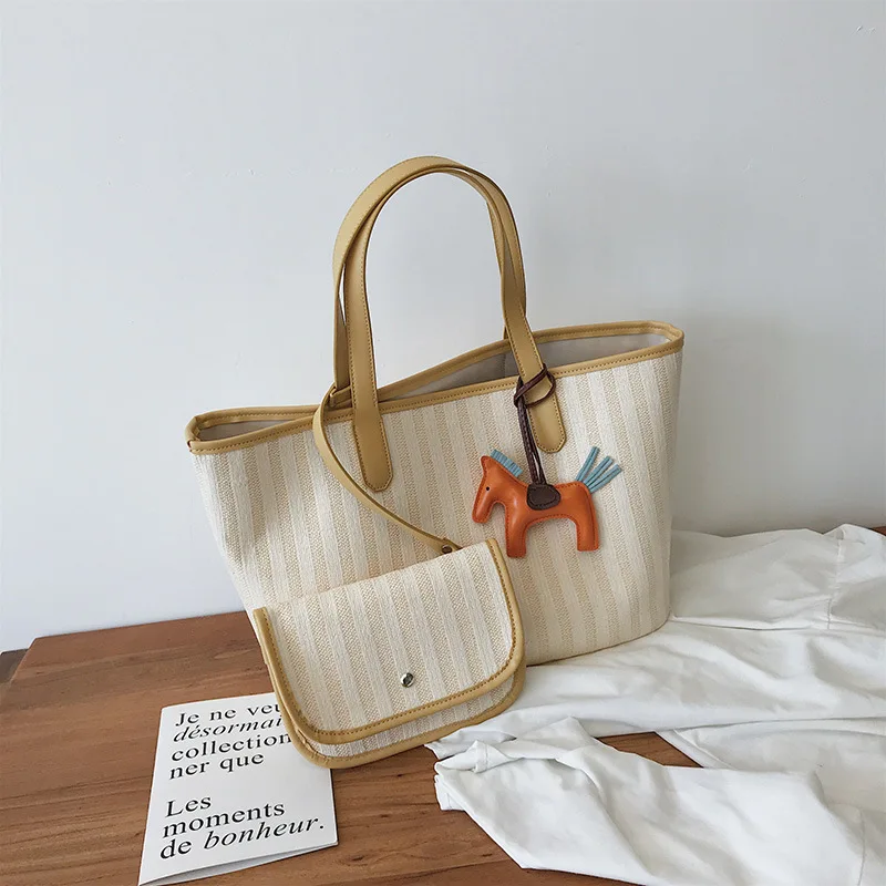 

Women Handbag and Purse Large Capacity 2019 New Tote Bag Luxury Brand Canvas stripe Shoulder Bag Fashion Designer Casual Handbag