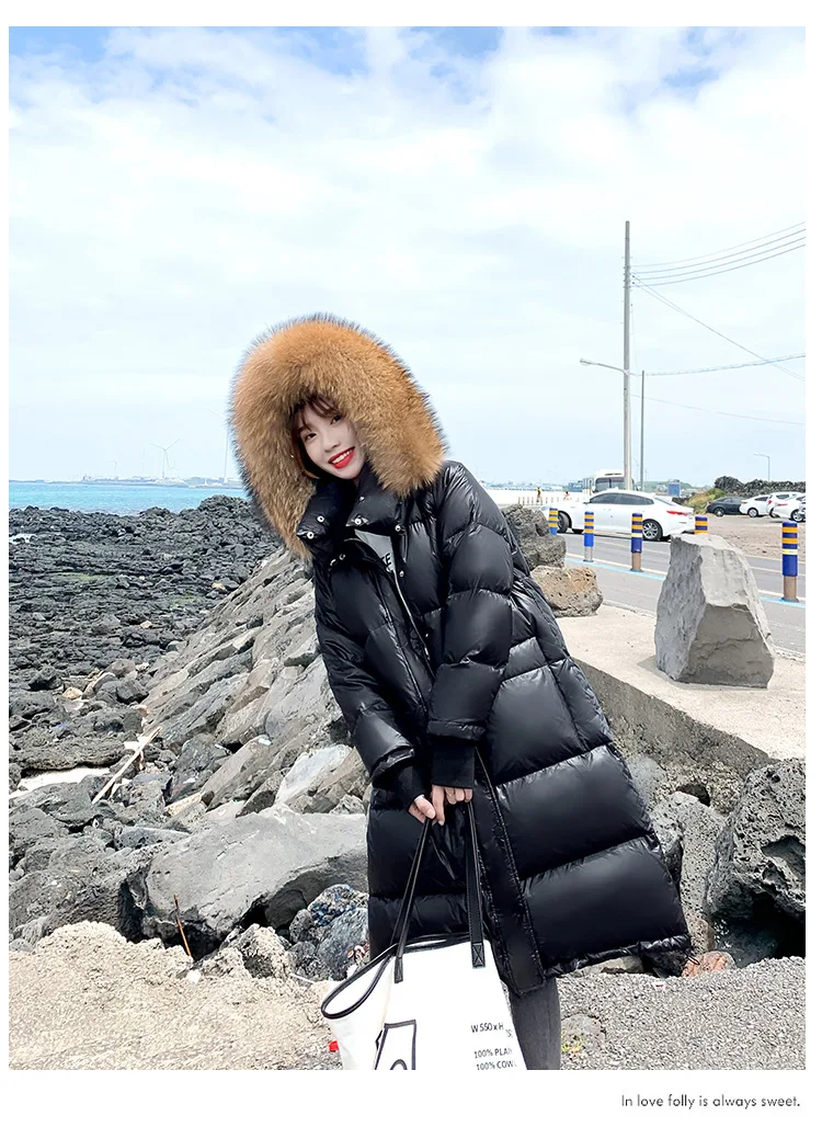 5XL размера плюс белый утиный пух куртки женские средней длины утолщение натуральный мех с капюшоном Толстая Дамская верхняя одежда парка зимние теплые пальто