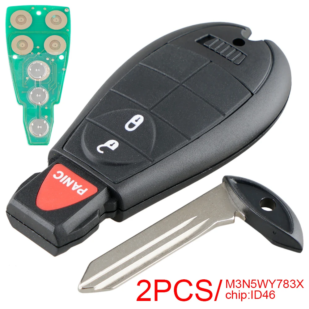 2pcs 3 Buttons Remote Car Key Fob with ID46 Chip M3N5WY783X  IYZ-C01C for Jeep Grand Cherokee Charger Challenger Chrysler 300